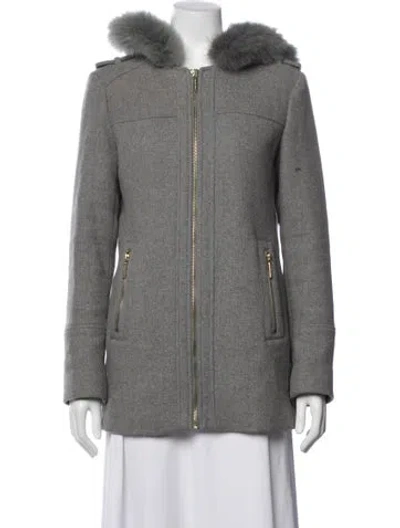 Pre-owned Michael Michael Kors Wool Fur Jacket In Gray