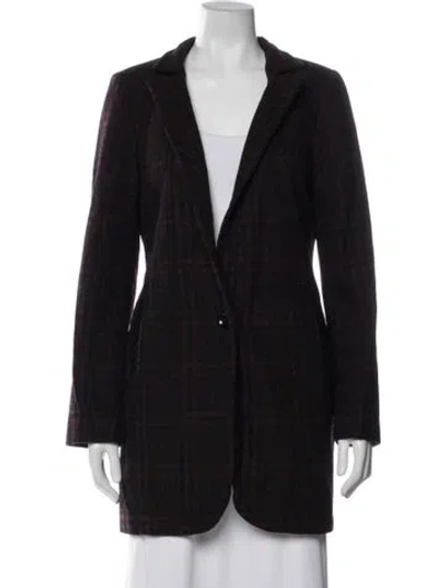 Pre-owned Michael Michael Kors Wool Plaid Print Blazer In Blue