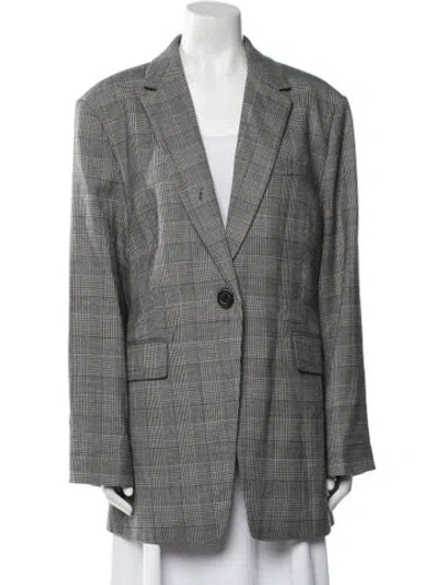 Pre-owned Michael Michael Kors Wool Plaid Print Coat W/ Tags In Gray