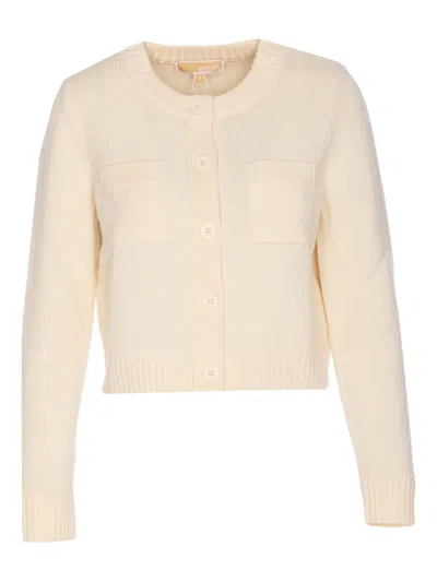 Michael Michael Kors Wool Pocket Cardigan In Neutral