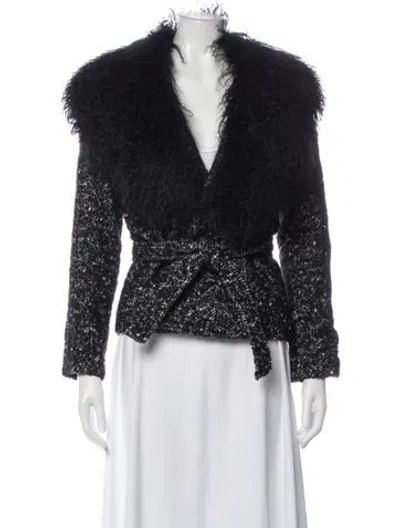 Pre-owned Michael Michael Kors Wool Printed Jacket In Black