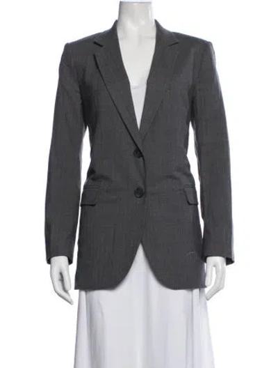 Pre-owned Michael Michael Kors Wool Striped Blazer In Grey