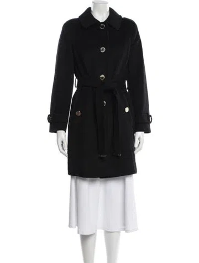 Pre-owned Michael Michael Kors Wool Trench Coat In Black