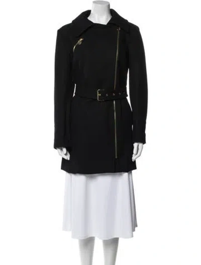 Pre-owned Michael Michael Kors Wool Trench Coat In Black