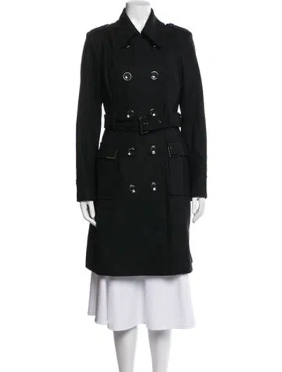Pre-owned Michael Michael Kors Wool Trench Coat In Black