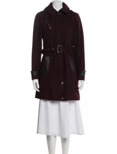 Pre-owned Michael Michael Kors Wool Trench Coat In Burgundy