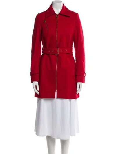 Pre-owned Michael Michael Kors Wool Trench Coat In Red