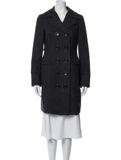 Pre-owned Michael Michael Kors Wool Tweed Pattern Peacoat In Grey