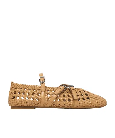 Michael Michael Kors Woven Strappy Flat Shoes In Brown