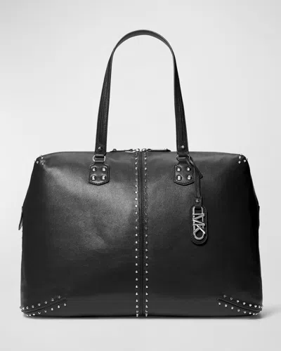 Michael Michael Kors Xl Weekender Studded Leather Weekender Bag In Black