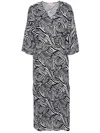 Michael Michael Kors Zebra-print Belted Kaftan In Black