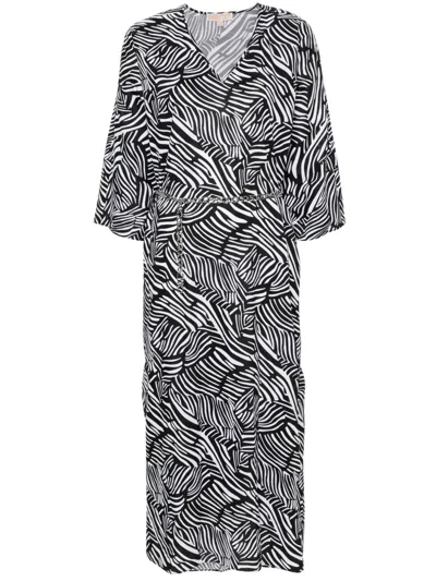 Michael Michael Kors Zebra-print Belted Kaftan In Animalier
