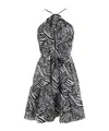 Michael Michael Kors Zebra-print Belted Mini Dress In Black