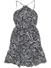 Michael Michael Kors Zebra-print Belted Mini Dress In Schwarz