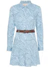 Michael Michael Kors Zebra-print Poplin Mini Dress In Blue
