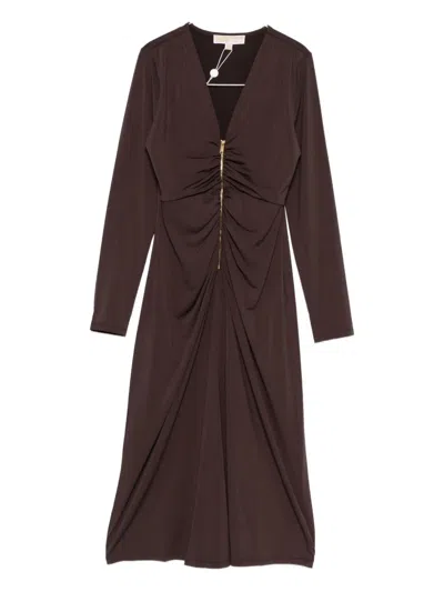 Michael Michael Kors Zip-up Dress In Brown