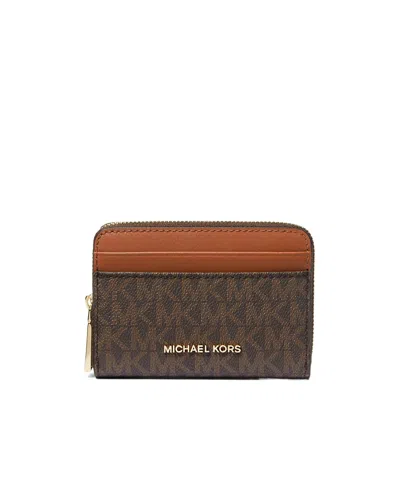 Michael Michael Kors Zipper Card Bag In Brown