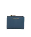 Michael Michael Kors Zipper Wallet In Blue