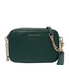 Michael Michael Kors Jet Set Large Textured Leather Crossbody Bag In Green