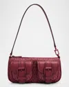 Michael Michael Kors Zoe Small Convertible Signature Logo Pouchette Shoulder Bag In Purple
