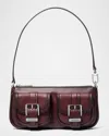 Michael Michael Kors Zoe Small Faded Leather Pouchette Shoulder Bag In Burgundy