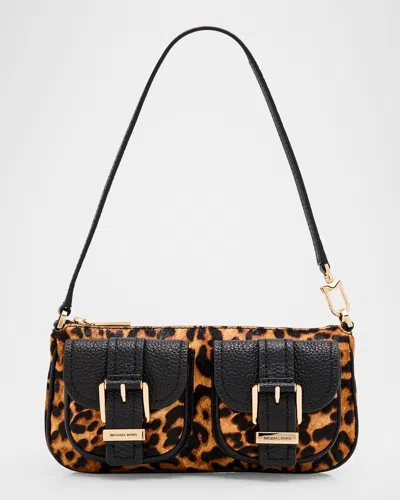 Michael Michael Kors Zoe Small Leopard-print Calf Hair Shoulder Bag In Yellow