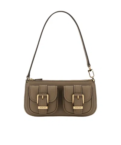 Michael Michael Kors Zoe Small Pebbled Leather Pochette In Brown