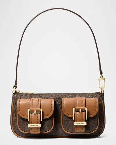 Michael Michael Kors Zoe Small Pouchette Shoulder Bag In Brn/acorn