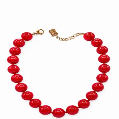 Michael Nash Jewelry Women's Abigail 14mm Red Carnelian Knotted Semi Precious Bead Necklace
