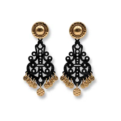 Michael Nash Jewelry Women's Alice Black Resin Cut Out Earrings