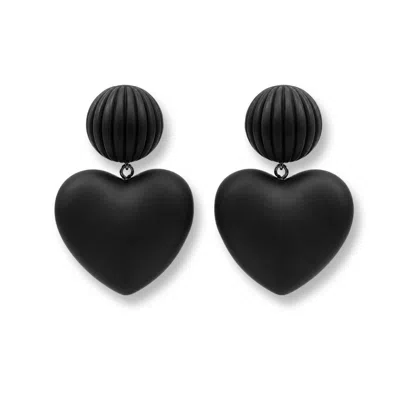 Michael Nash Jewelry Women's Amour Black Matte Clip Earrings