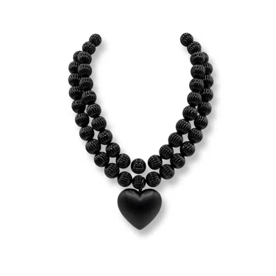 Michael Nash Jewelry Women's Amour Matte Black Heart Necklace