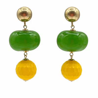Michael Nash Jewelry Women's Analise Triple Green And Yellow Resin Pierced Earrings