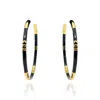 Michael Nash Jewelry Women's Black And Gold Stripe Hoop Eaarings
