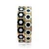 Michael Nash Jewelry Women's Black / Blue / Gold Black, White, Navy, And Gold Enamel Two-strand Elasticized Bracelets In Multi