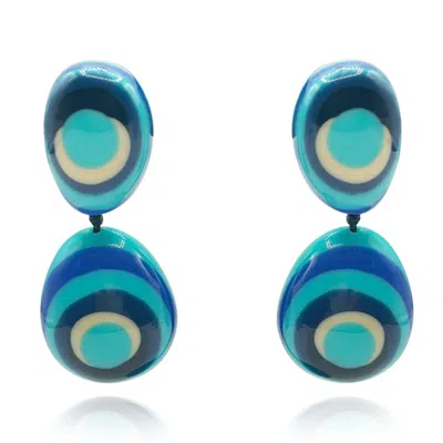 Michael Nash Jewelry Women's Black / Blue Multi-color Lightweight Pop Color Drop Earrings In Blues, Ivory, And Black