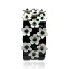 Michael Nash Jewelry Women's Black / Gold / White Black And White Floral Enamel Elasticized Bracelets In Multi