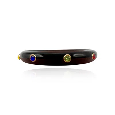 Michael Nash Jewelry Women's Black Resin Bangle With Multi-color Crystals
