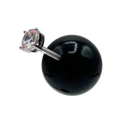Michael Nash Jewelry Women's Black / Silver Black And Cubic Zirconium Set In Earring Set In Rhodium Plating