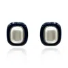Michael Nash Jewelry Women's Black / White Belle Black Enamel And Pearl Clip On Earrings