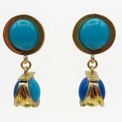 Michael Nash Jewelry Women's Blue Agatha Light Turquoise And Cobalt  Resin Two Tone Drop Earrings