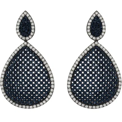 Michael Nash Jewelry Women's Blue Angela Sapphire And Diamond Cubic Zirconium Pierced Earrings