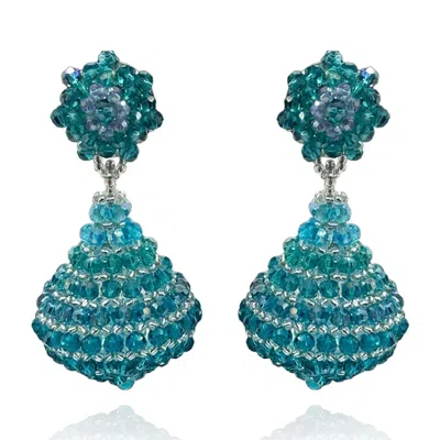 Michael Nash Jewelry Women's Blue Aqua Faceted Bead Clip On Drop Earrings