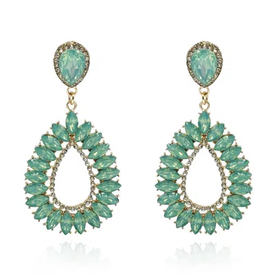 Michael Nash Jewelry Women's Blue Aqua Navette Crystal Drop Earrings In Gray