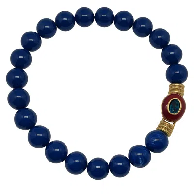 Michael Nash Jewelry Women's Blue / Brown Caroline Lapis Resin Necklace With Topazfaceted Stone Clasp In Multi