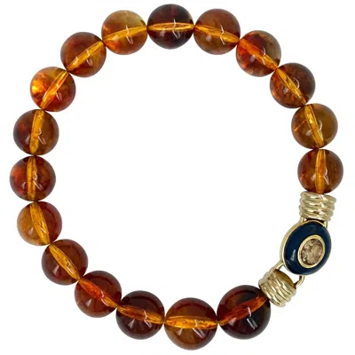 Michael Nash Jewelry Women's Blue / Brown Caroline Tortoise Resin Necklace With Topazfaceted Stone Clasp
