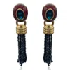 Michael Nash Jewelry Women's Blue / Brown Grace Chocolate Resin Earrings With Sapphire Faceted Glass Removable Drop In Brown