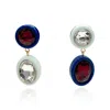 Michael Nash Jewelry Women's Blue / Brown / Neutrals Aqua And Navy Resin Drop Earrings With Crystal And Dark Topaz