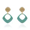 Michael Nash Jewelry Women's Blue / Brown / Neutrals Dark Ivory Soft Square Top Clip-on Earrings With Turquoise Square Bo In Multi