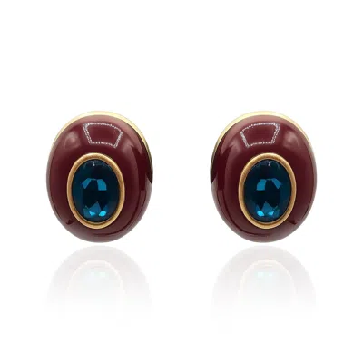 Michael Nash Jewelry Women's Blue / Brown Stephanie Brown Resin Clip Earrings With Sapphire Glass Stone In Multi
